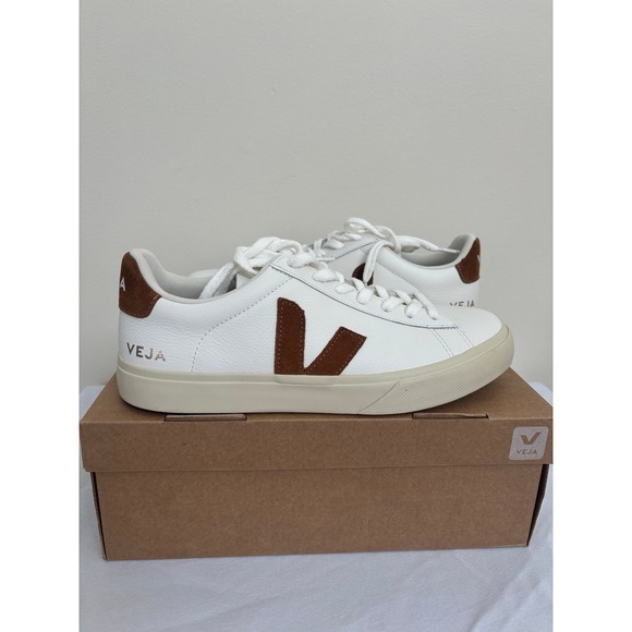Veja Shoes - Veja Campo Leather White Cognac Womens Size 10 sneakers new with box